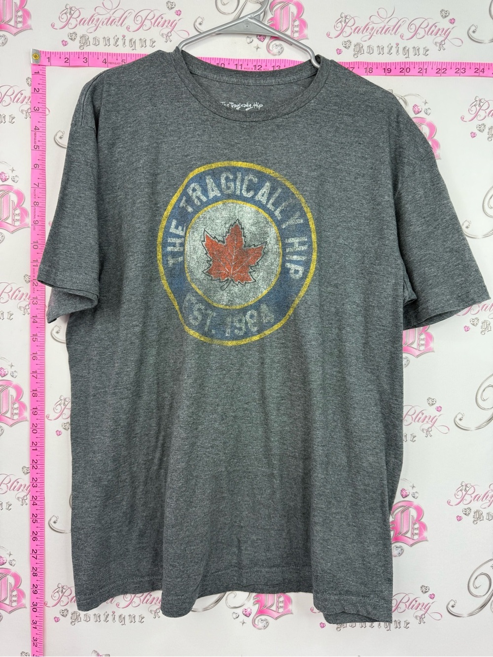 The tragically hip 2023 band tee Gray Graphic Men's T‑Shirt with Maple Emblem
